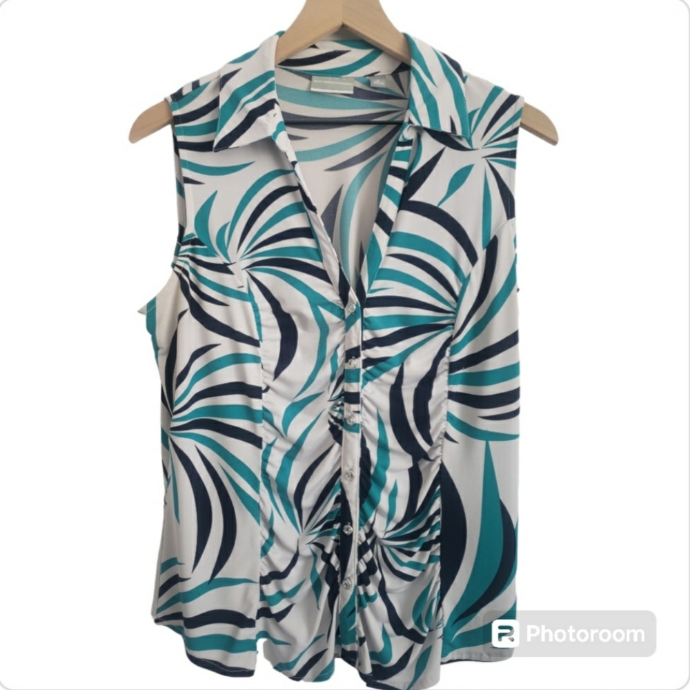 New York & Co Short Sleeve Polyester Top